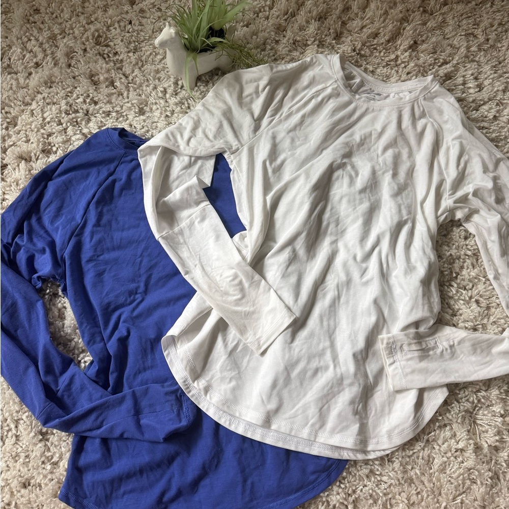 Avia athletic gym White and Blue Long Sleeve bundle  Shirts